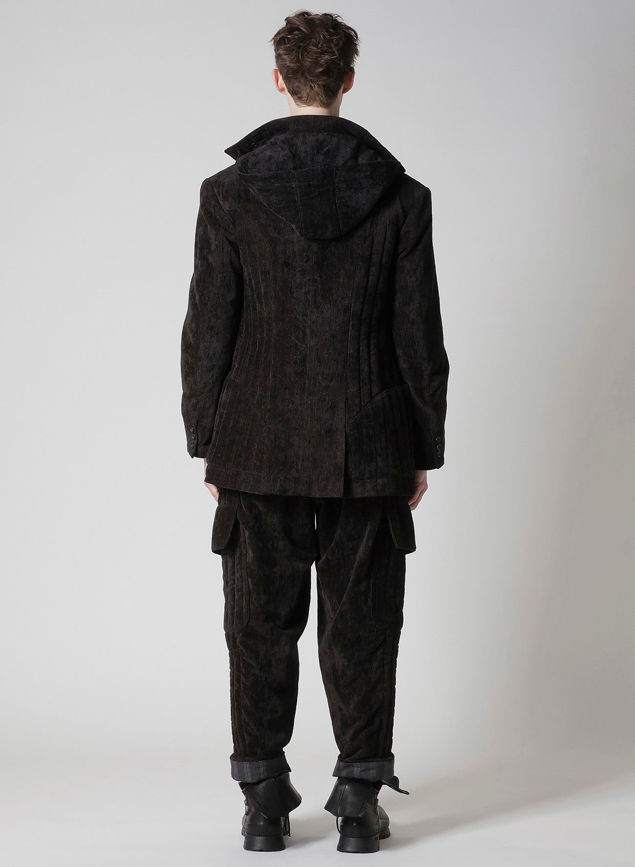 LINEN VELVET PADDED HOOD JACKET