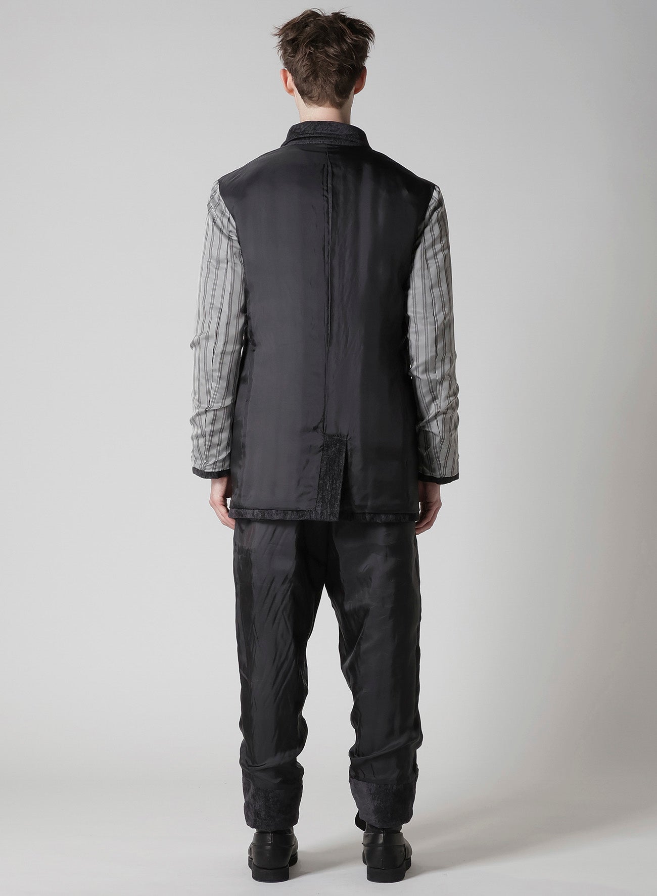 LINEN VELVET TAB DETAIL PADED JACKET