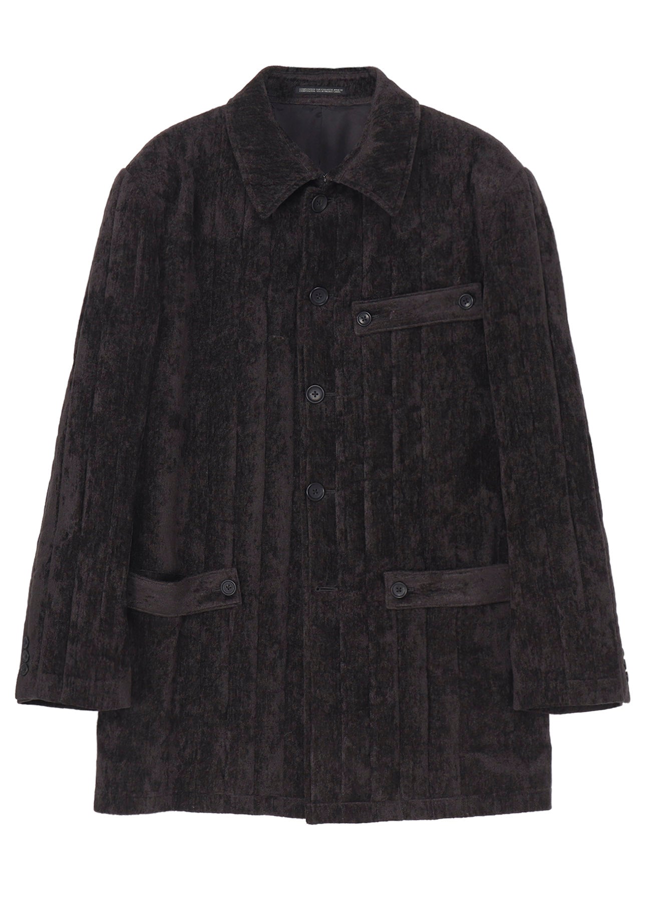 LINEN VELVET TAB DETAIL PADED JACKET