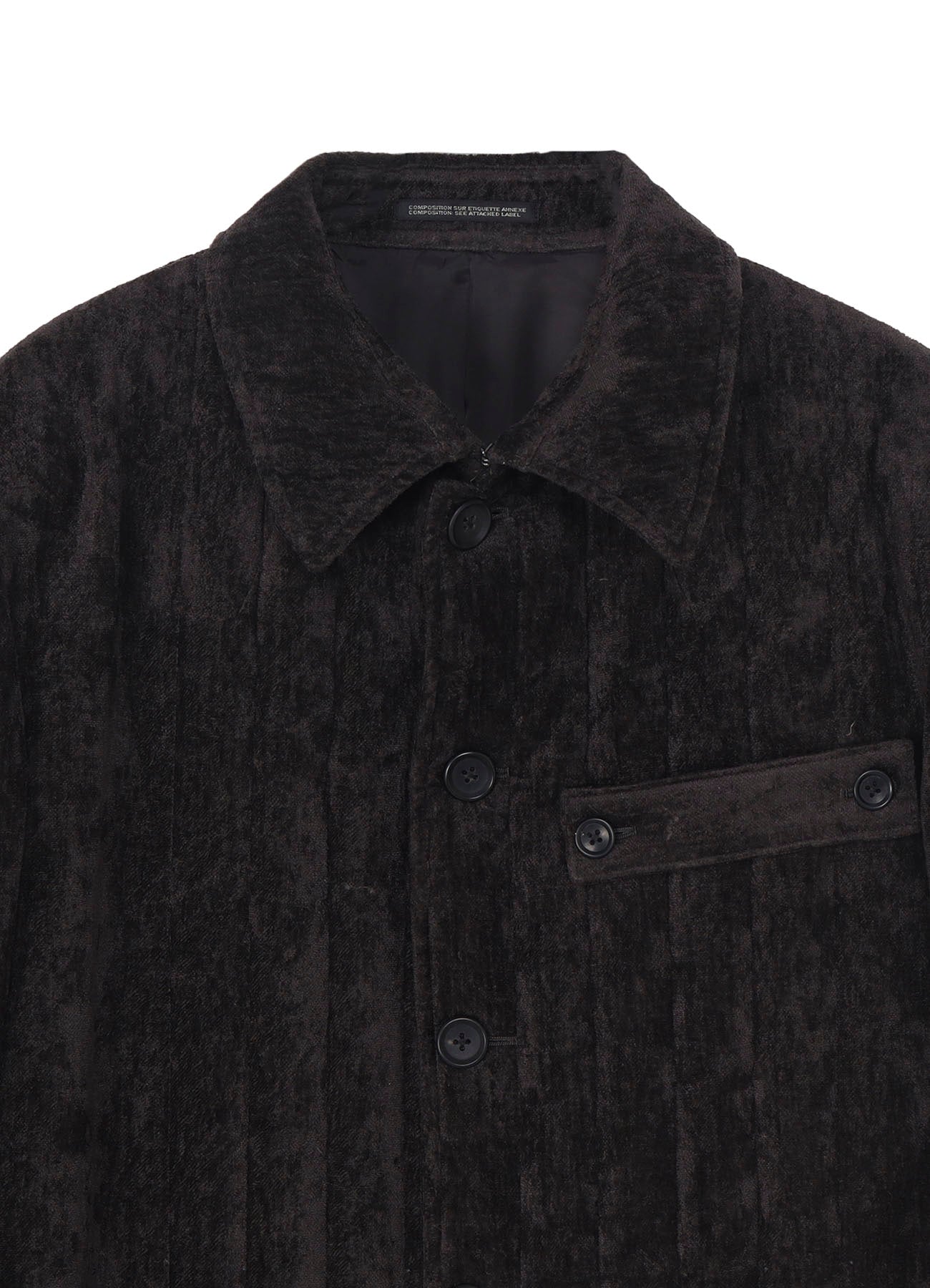 LINEN VELVET TAB DETAIL PADED JACKET