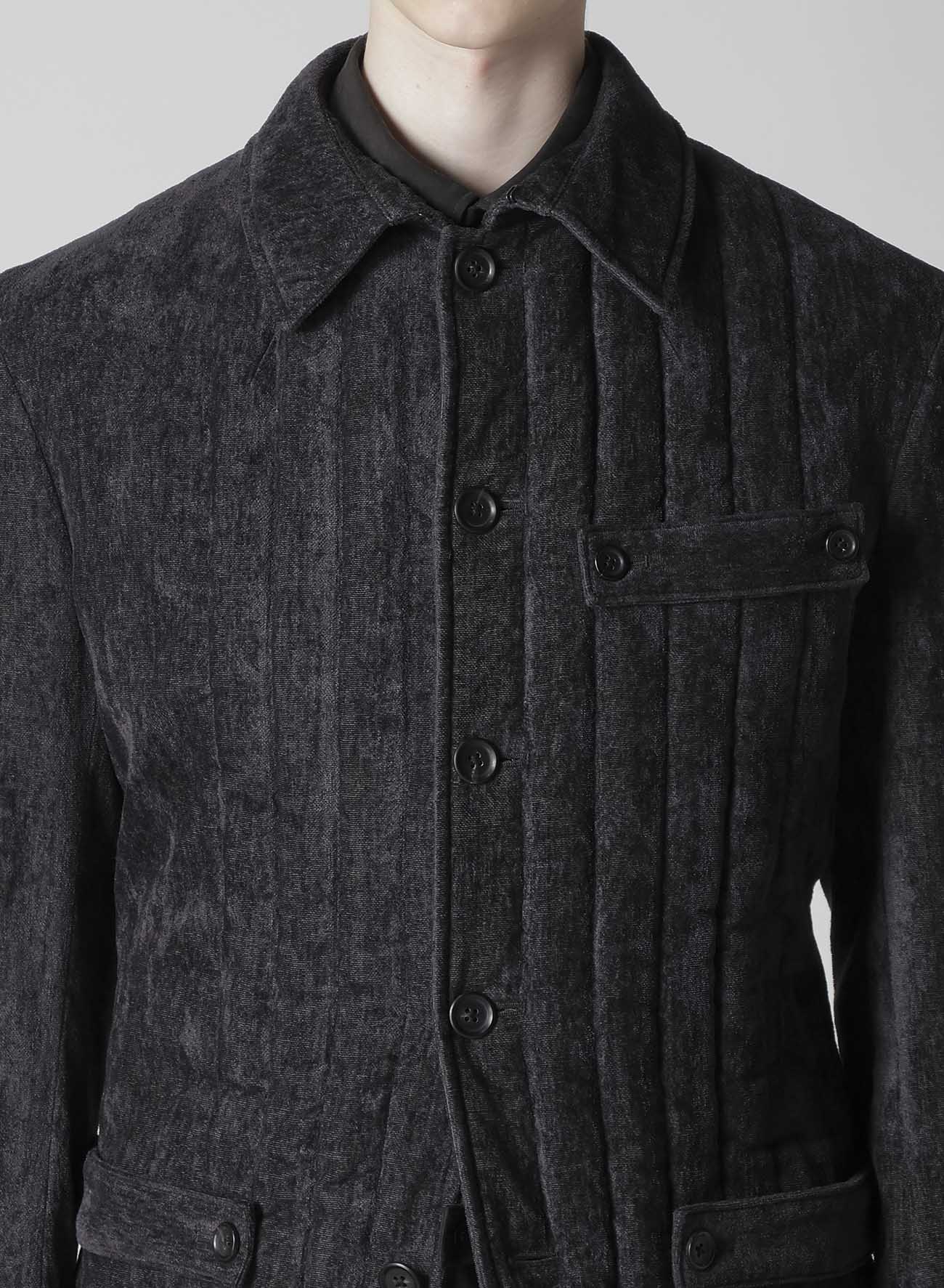 LINEN VELVET TAB DETAIL PADED JACKET