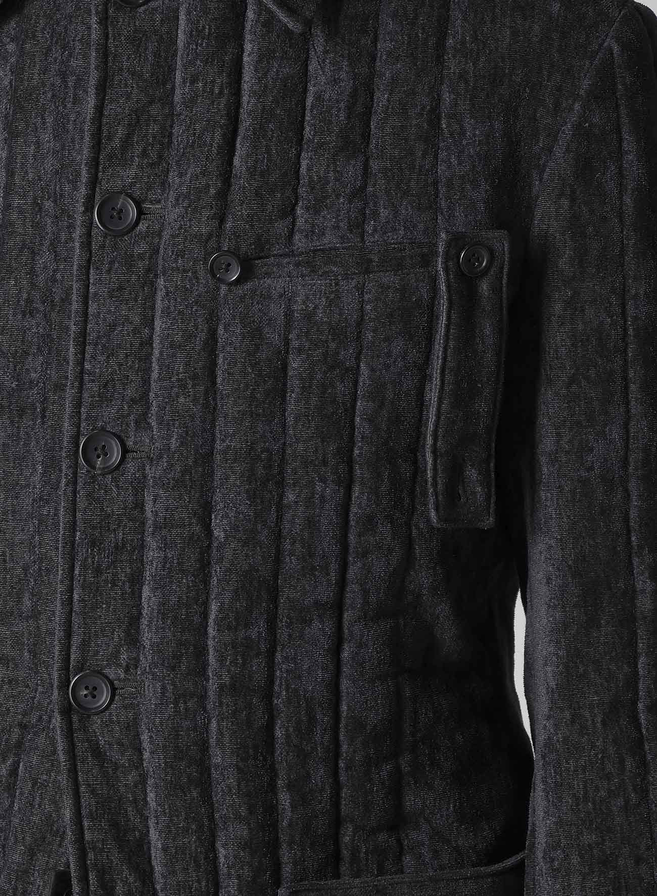 LINEN VELVET TAB DETAIL PADED JACKET