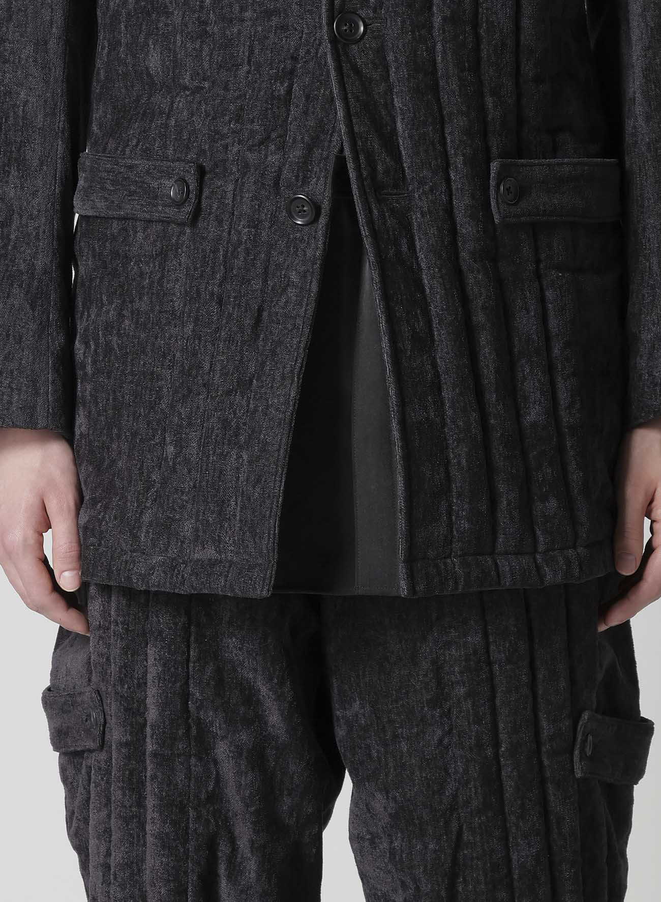 LINEN VELVET TAB DETAIL PADED JACKET