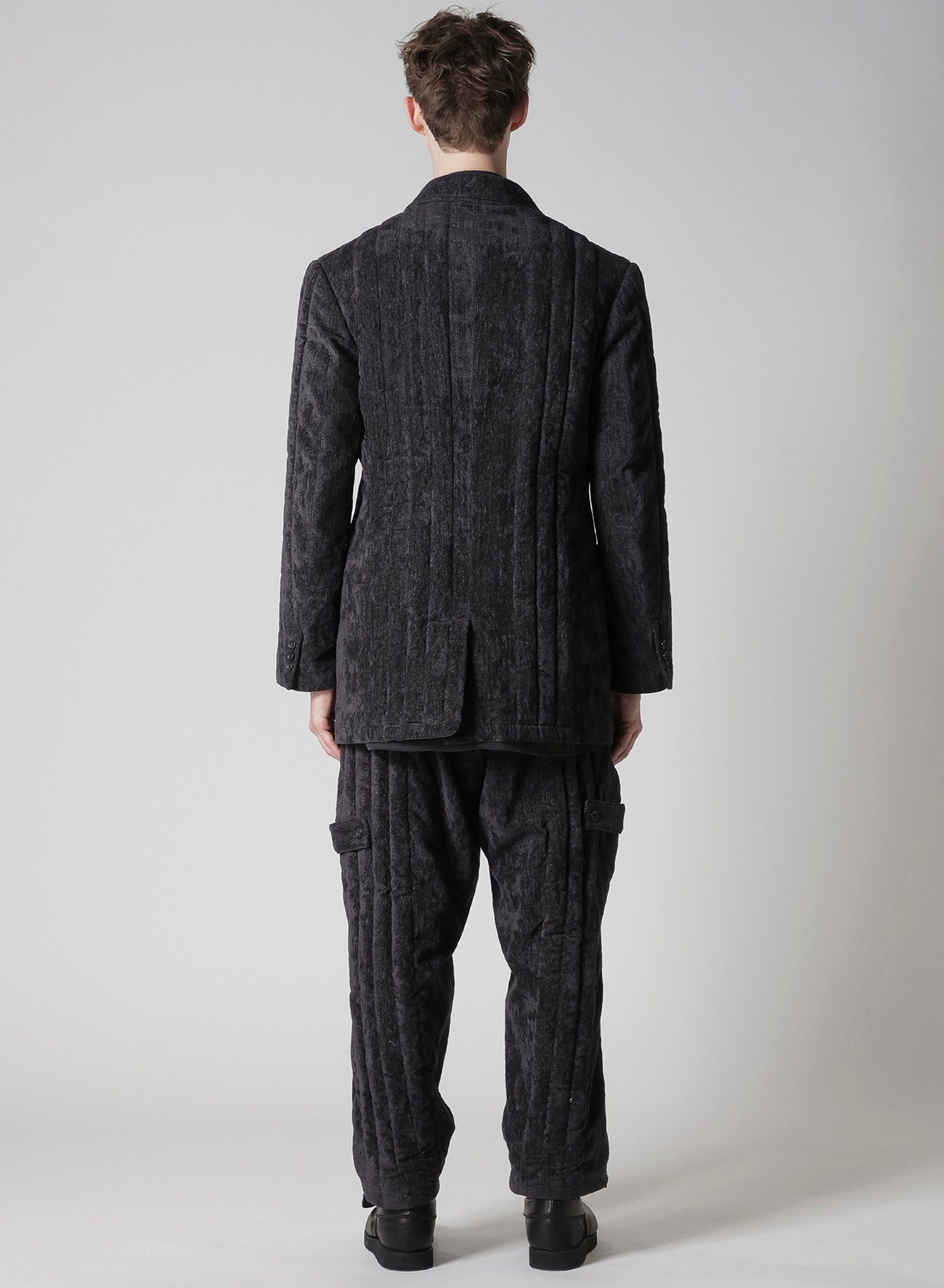 LINEN VELVET TAB DETAIL PADED JACKET