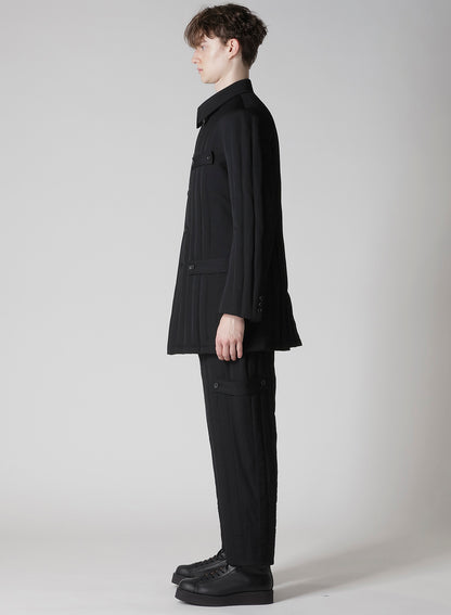 WOOL GABARDINE TAB DETAIL PADED JACKET