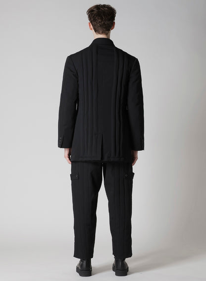 WOOL GABARDINE TAB DETAIL PADED JACKET