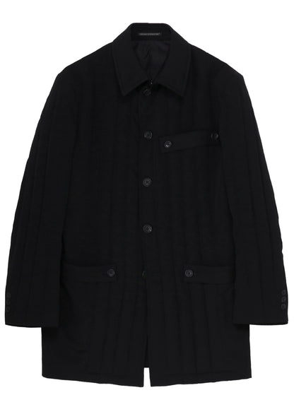 WOOL GABARDINE TAB DETAIL PADED JACKET