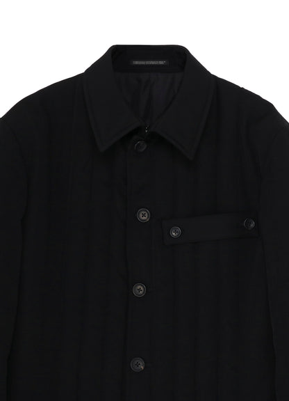 WOOL GABARDINE TAB DETAIL PADED JACKET