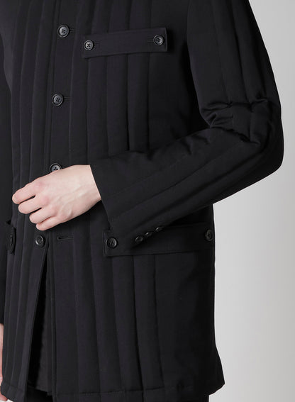 WOOL GABARDINE TAB DETAIL PADED JACKET