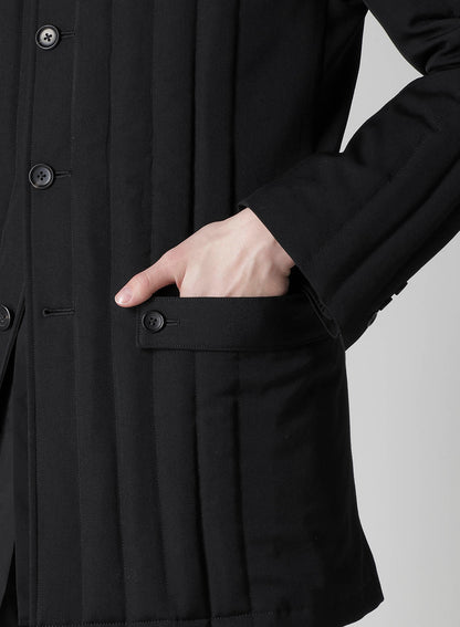 WOOL GABARDINE TAB DETAIL PADED JACKET