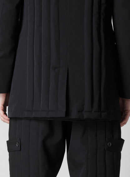 WOOL GABARDINE TAB DETAIL PADED JACKET