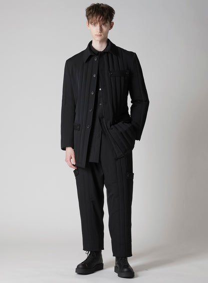 WOOL GABARDINE TAB DETAIL PADED JACKET