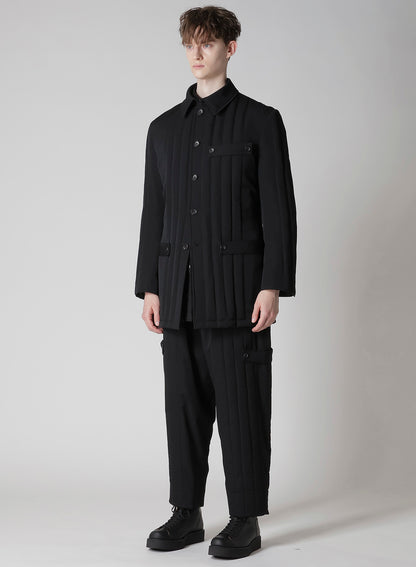 WOOL GABARDINE TAB DETAIL PADED JACKET