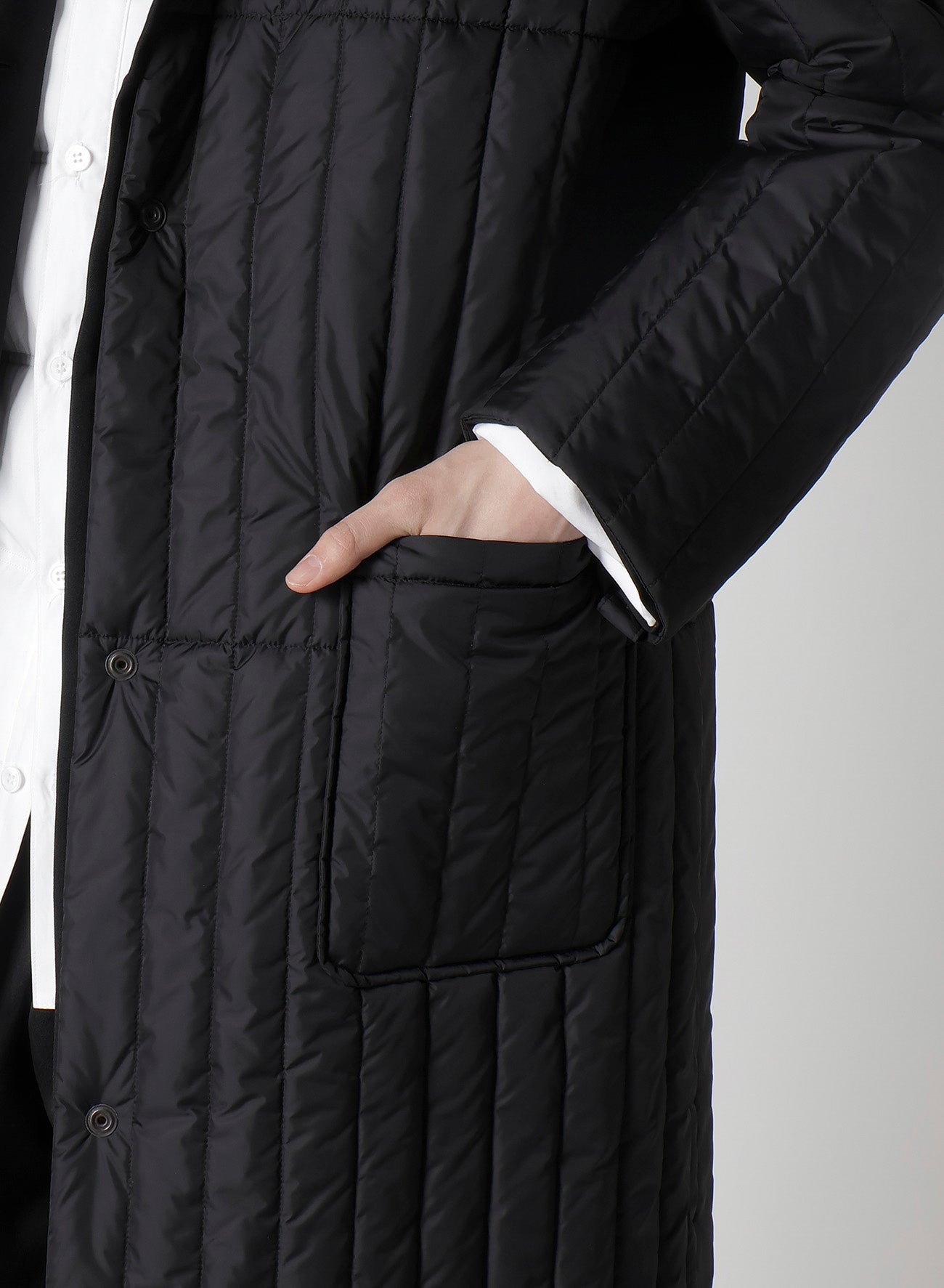 WOOL GABARDINE 4 BUTTONS LONG JACKET WITH LINER