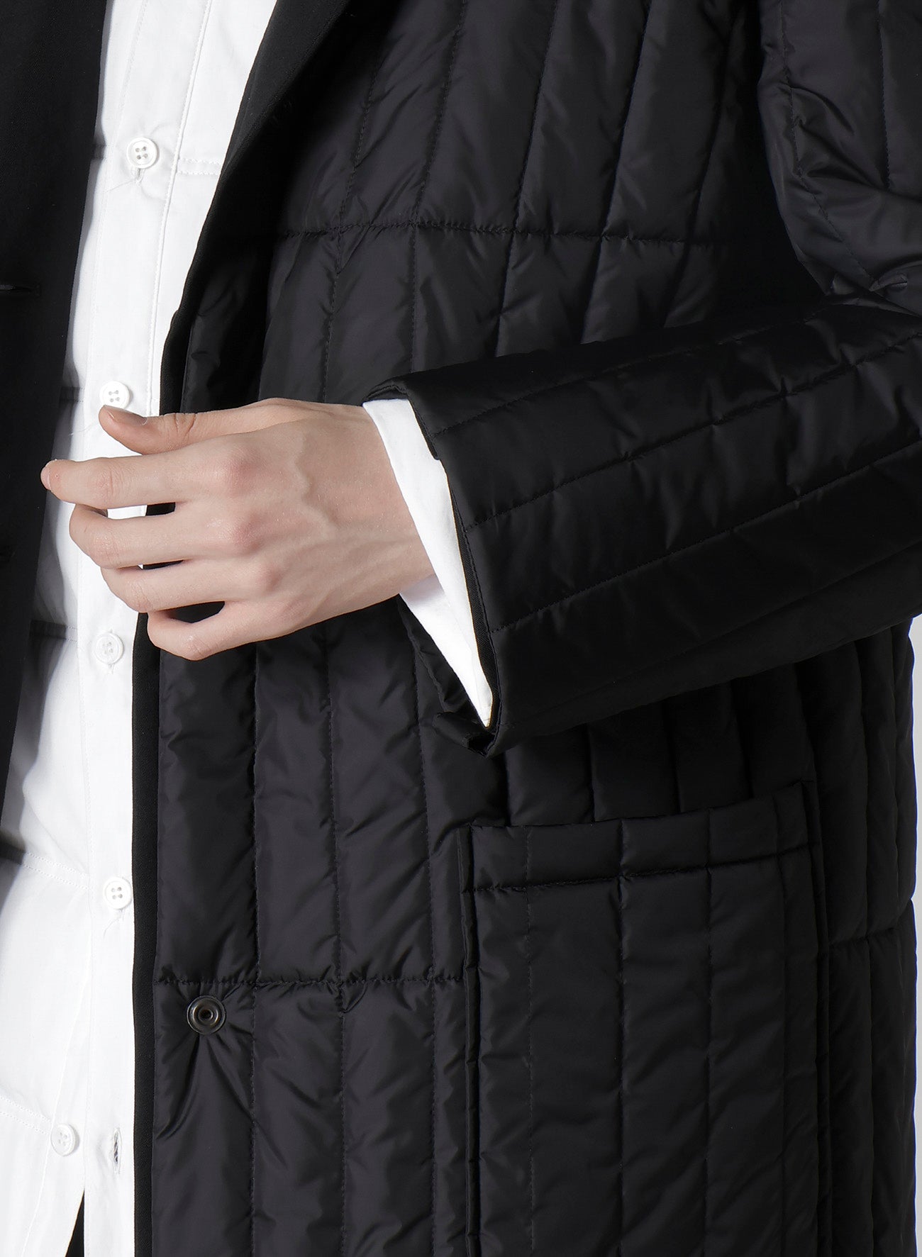WOOL GABARDINE 4 BUTTONS LONG JACKET WITH LINER