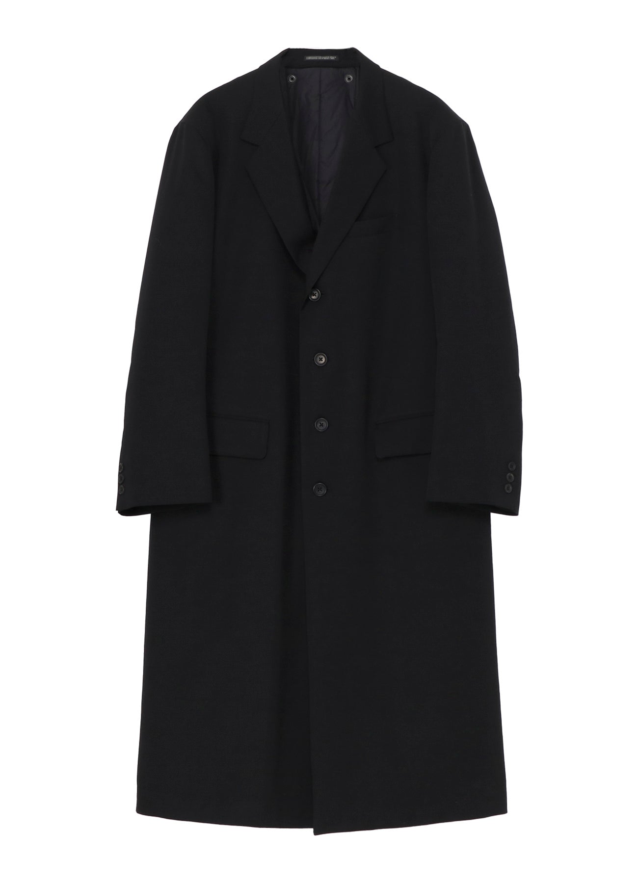 WOOL GABARDINE 4 BUTTONS LONG JACKET WITH LINER