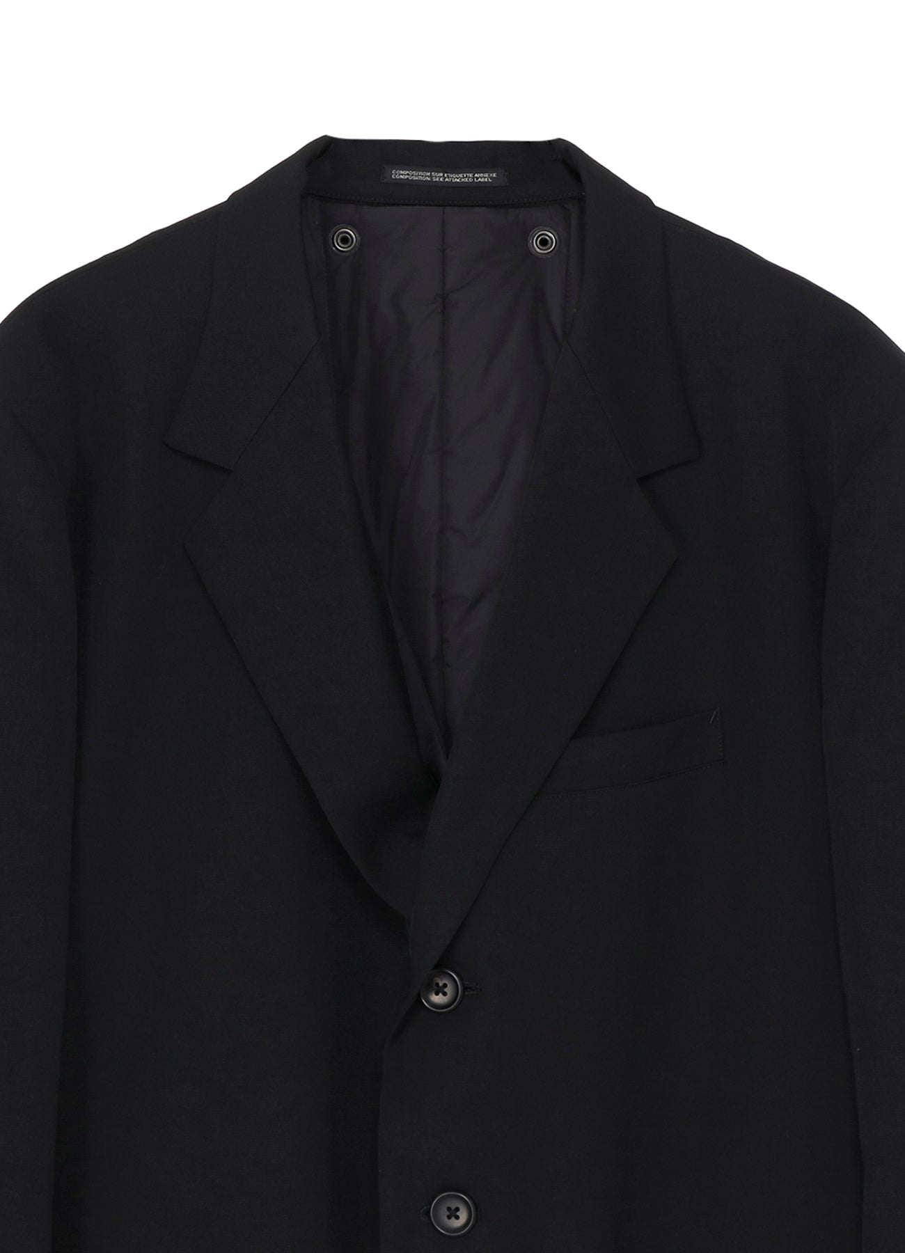 WOOL GABARDINE 4 BUTTONS LONG JACKET WITH LINER