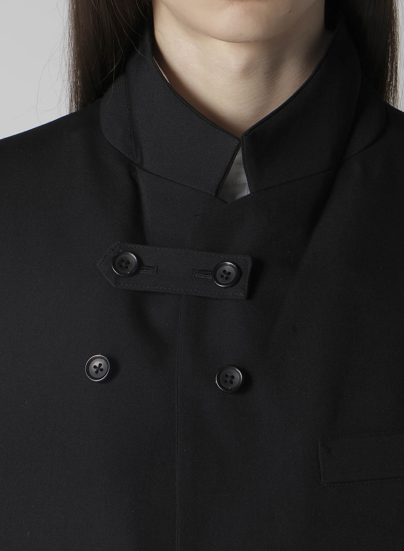 WOOL GABARDINE 4 BUTTONS LONG JACKET WITH LINER