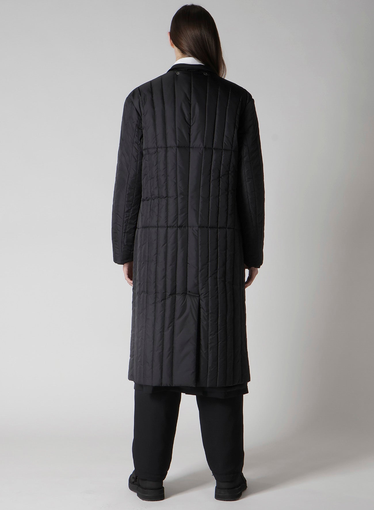 WOOL GABARDINE 4 BUTTONS LONG JACKET WITH LINER
