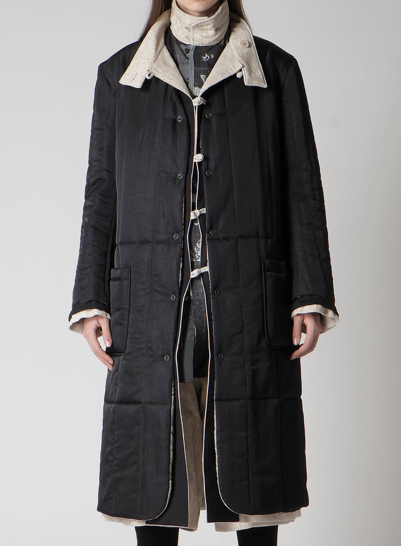 LINEN VELVET STAND COLLAR JACKET WITH LINER