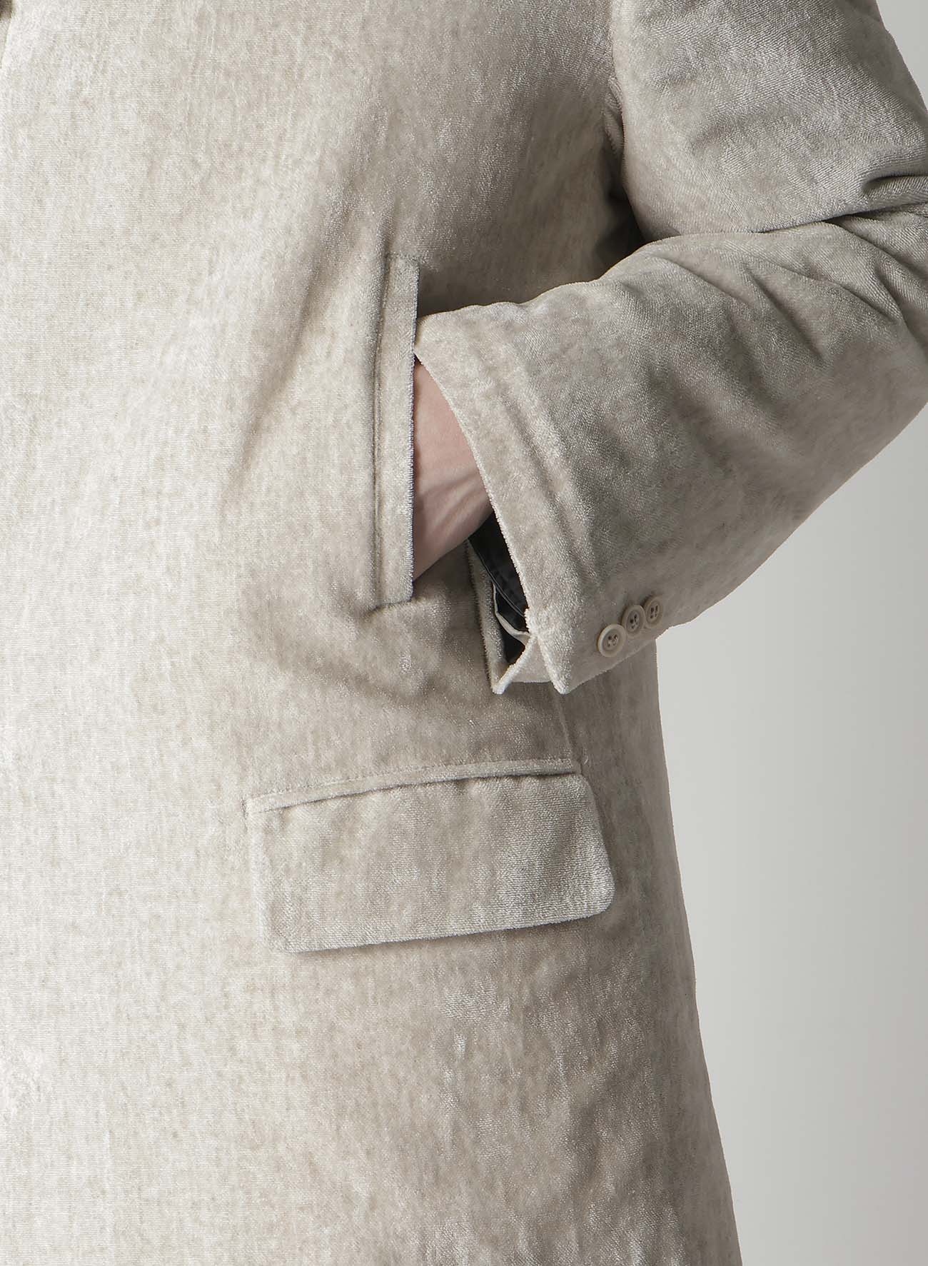 LINEN VELVET STAND COLLAR JACKET WITH LINER