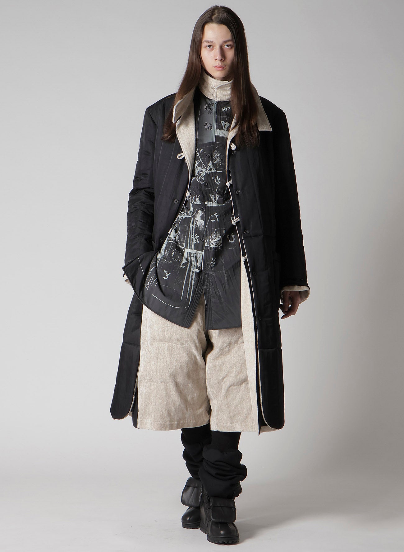 LINEN VELVET STAND COLLAR JACKET WITH LINER