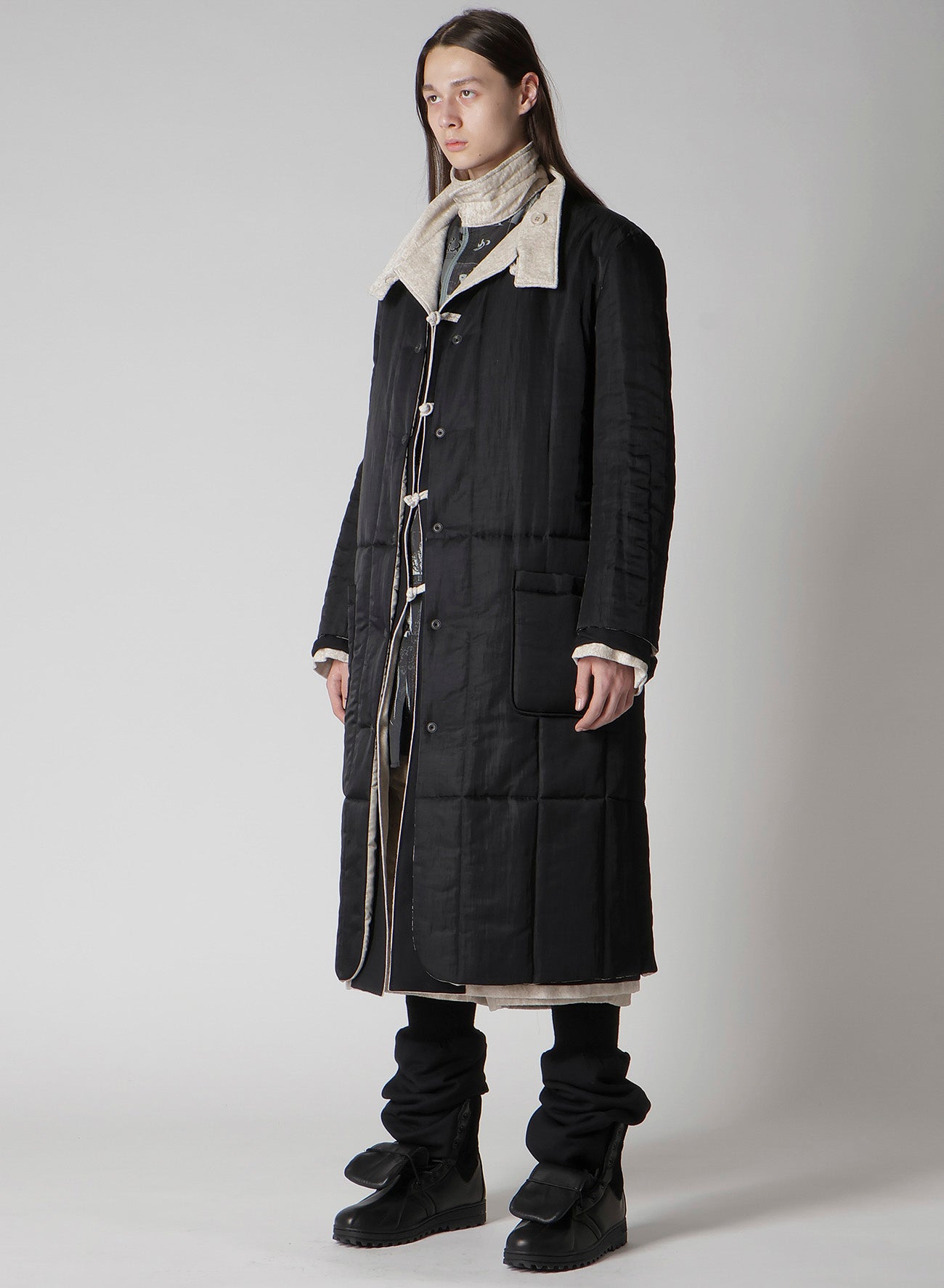 LINEN VELVET STAND COLLAR JACKET WITH LINER