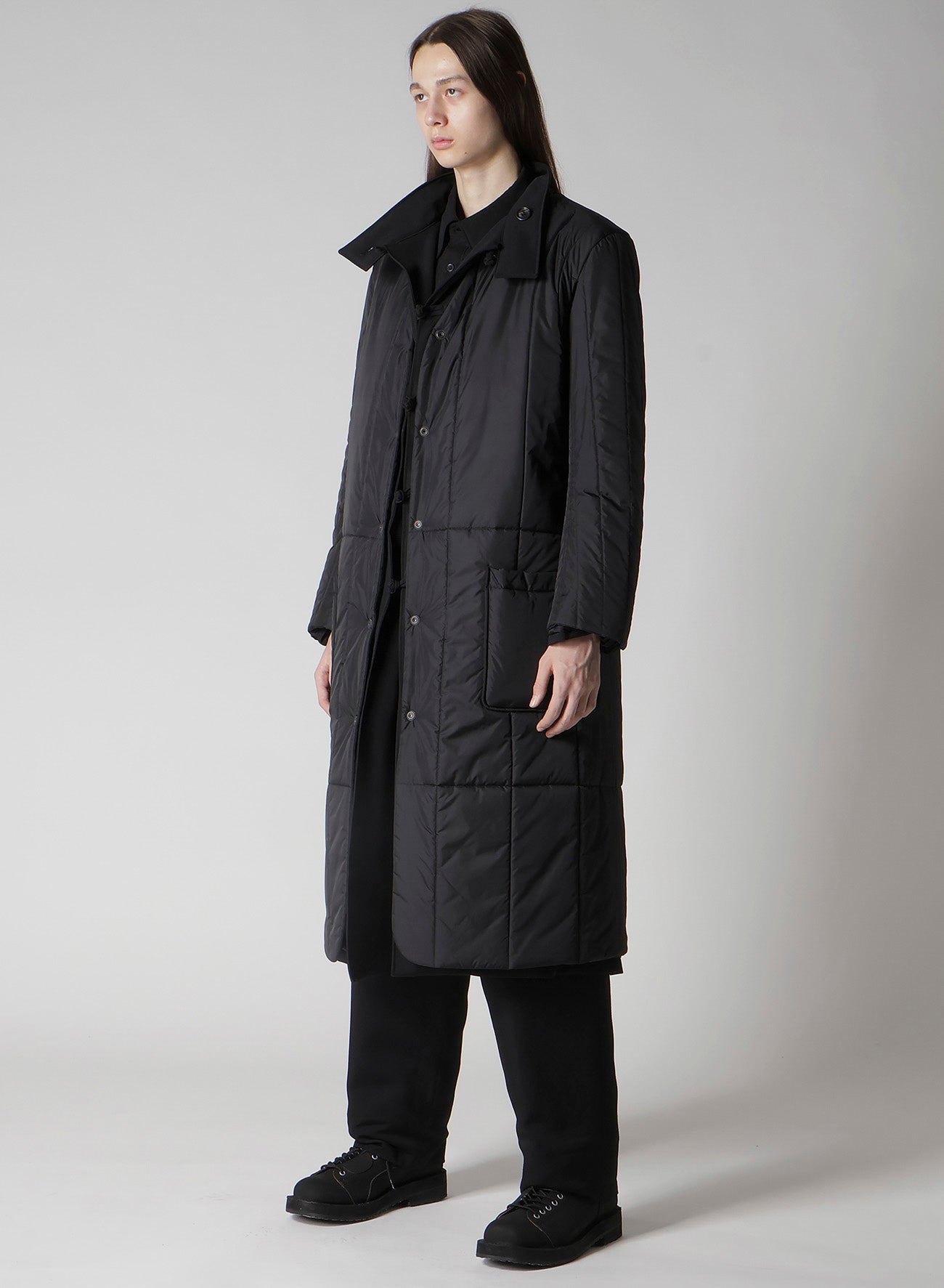 WOOL GABARDINE STAND COLLAR JACKET WITH LINER