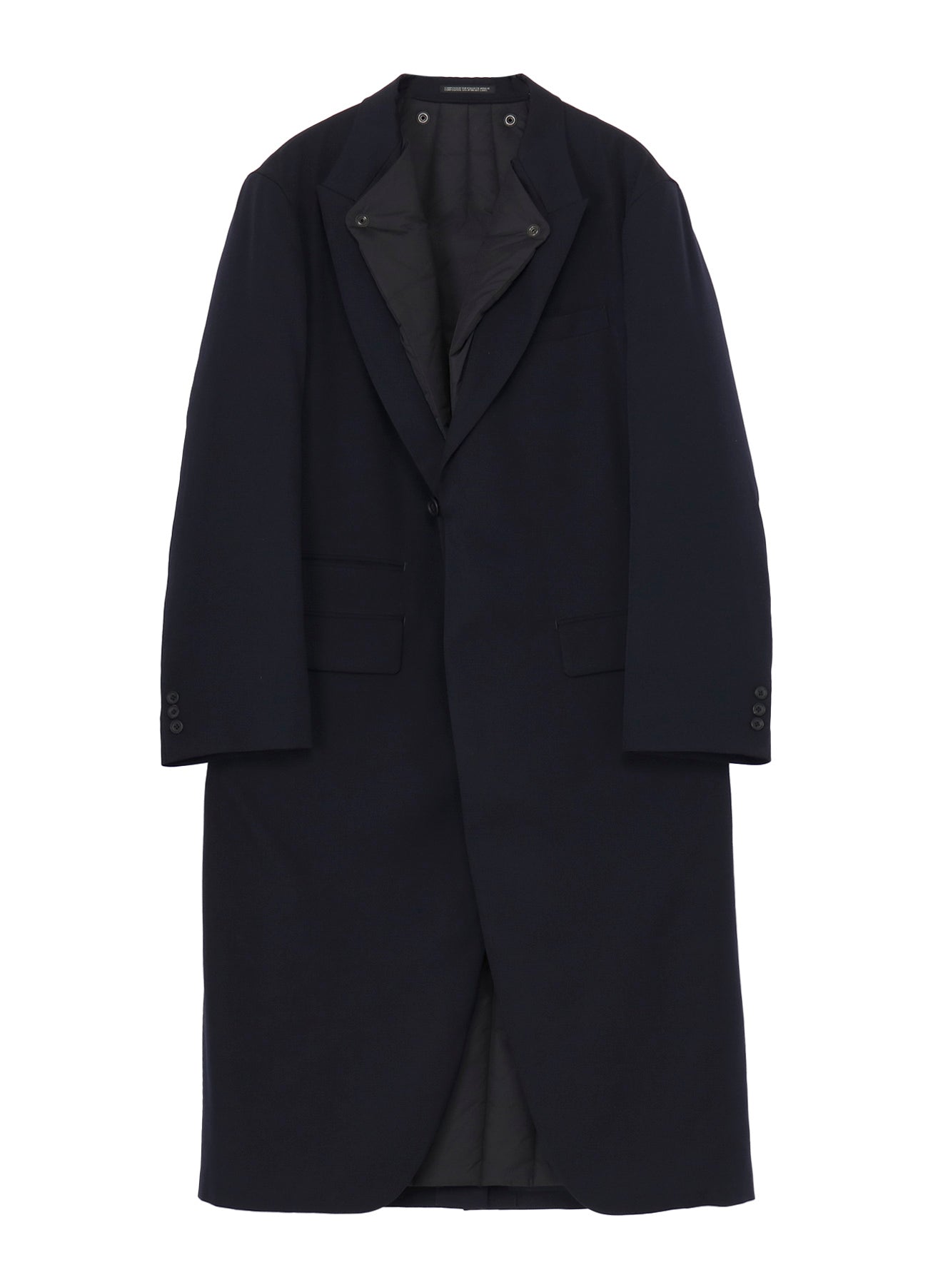 NAVY WOOL GABARDINE ONE BUTTON JACKET WITH LINER