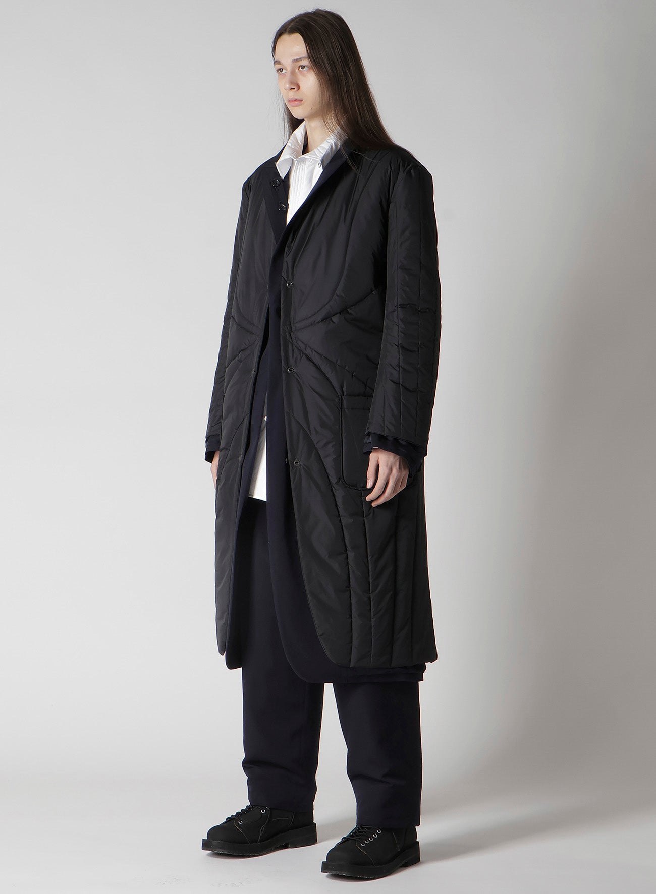 NAVY WOOL GABARDINE ONE BUTTON JACKET WITH LINER