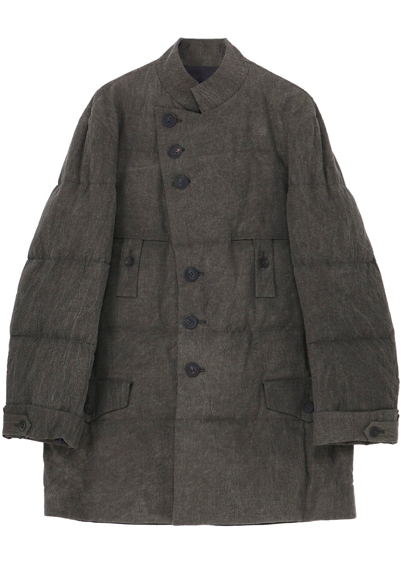 COTTON LINEN INKED HORIZONTAL PADDED LONG JACKET