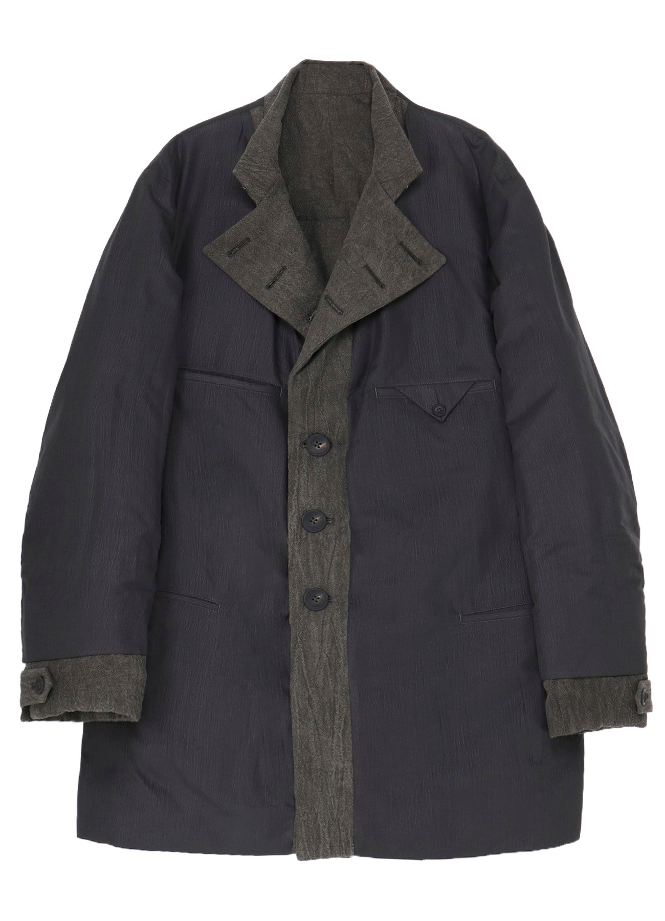 COTTON LINEN INKED HORIZONTAL PADDED LONG JACKET