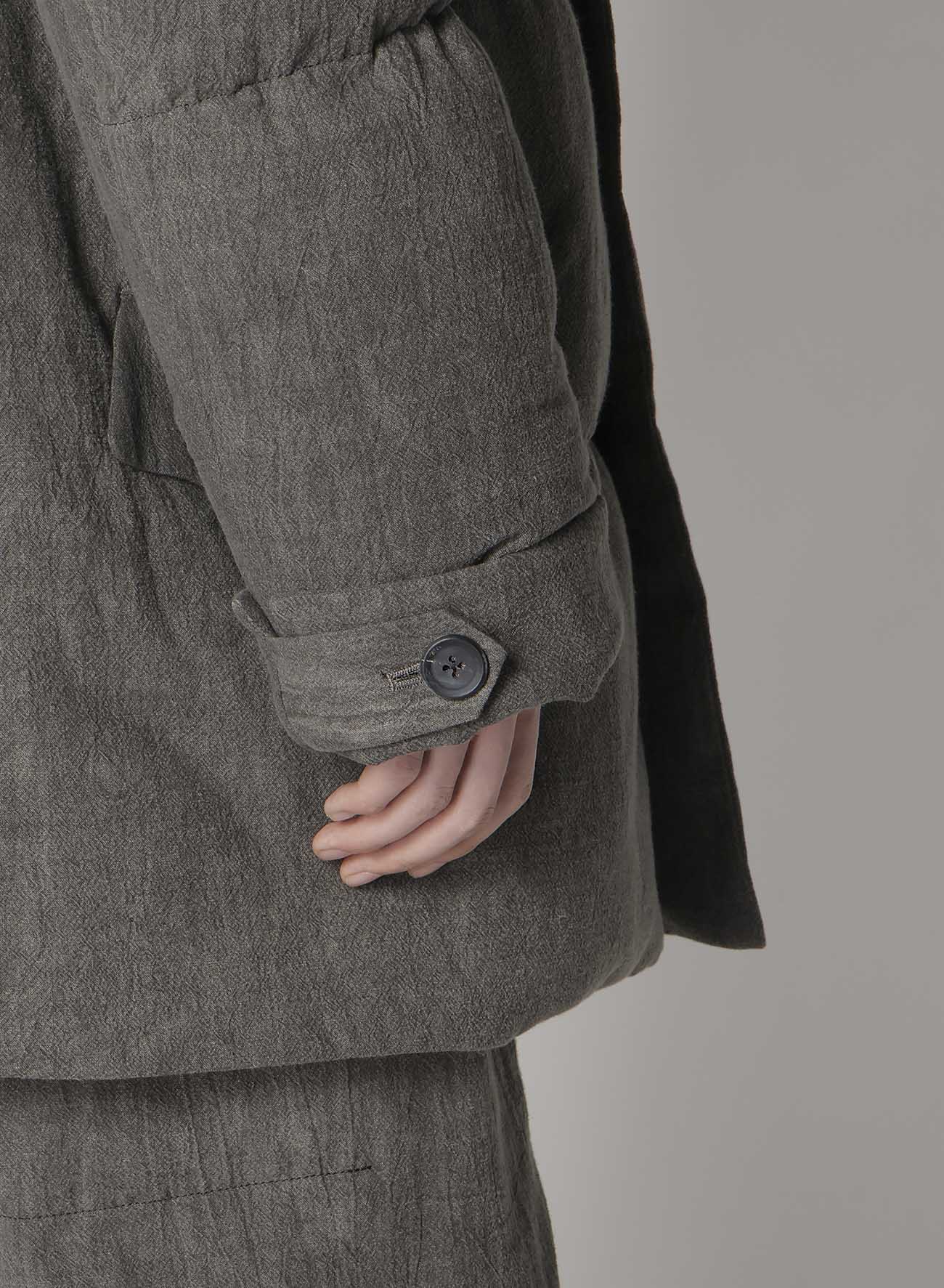 COTTON LINEN INKED HORIZONTAL PADDED LONG JACKET