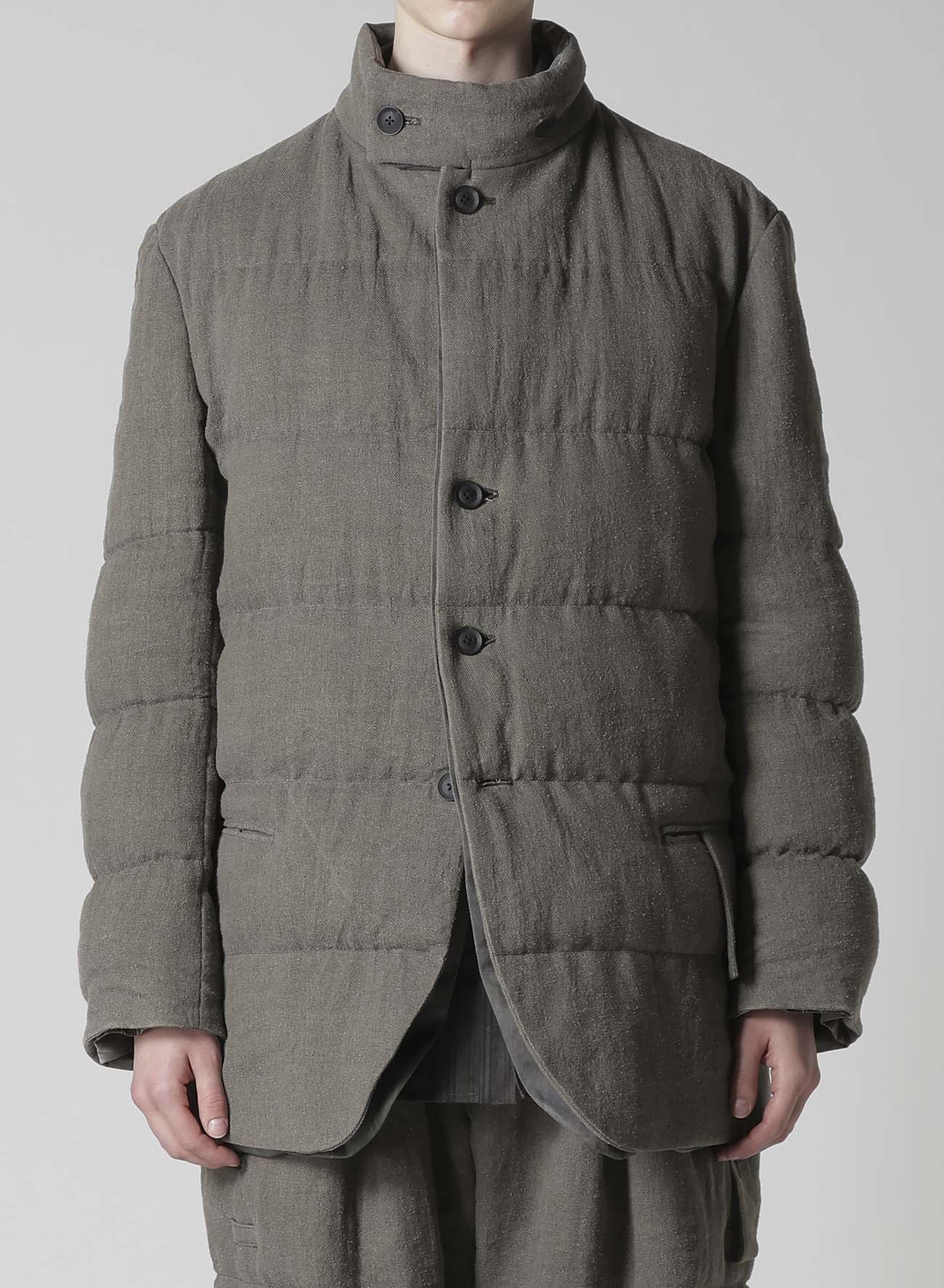 SILK LINEN INKED HORIZONTAL PADDED STAND JACKET