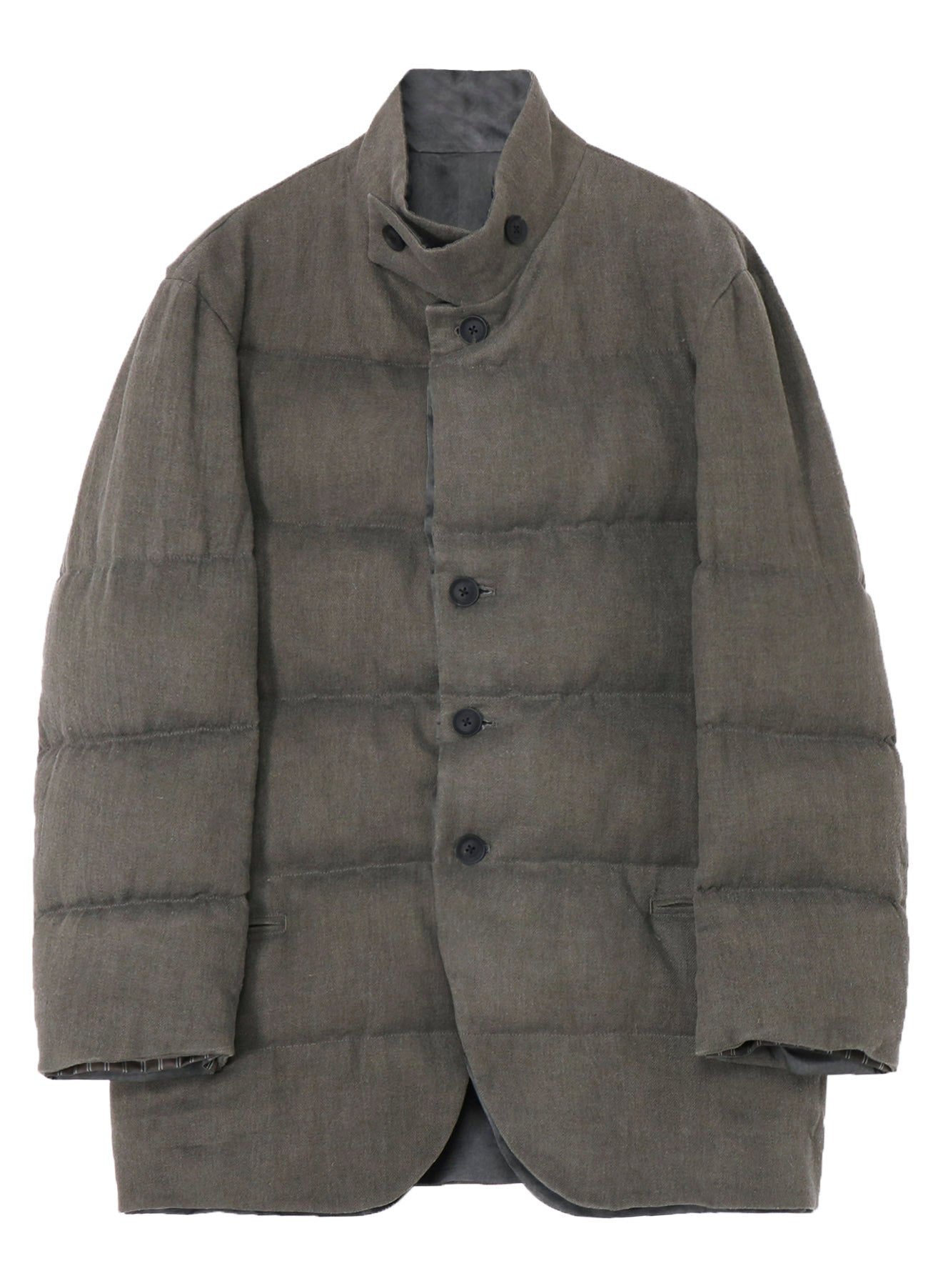 SILK LINEN INKED HORIZONTAL PADDED STAND JACKET