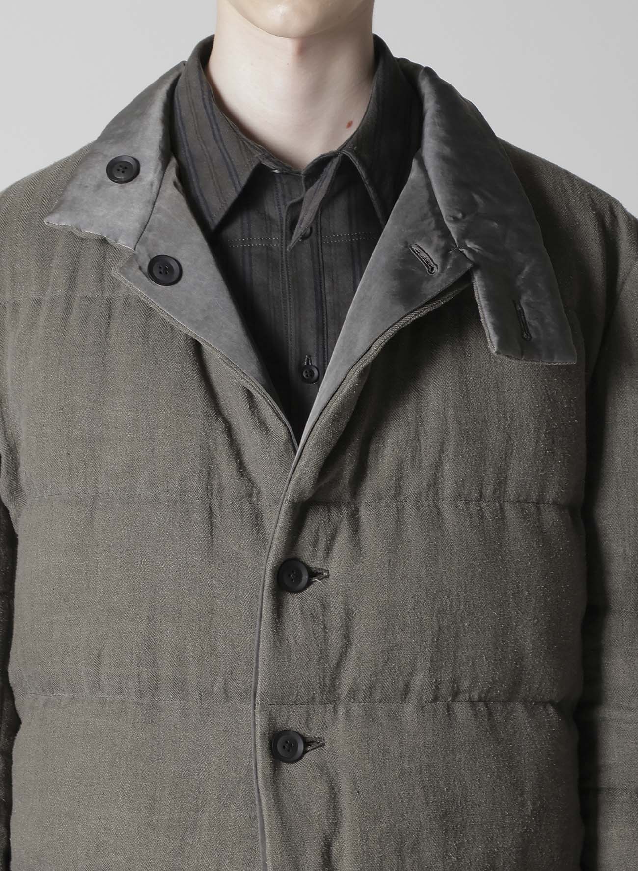 SILK LINEN INKED HORIZONTAL PADDED STAND JACKET