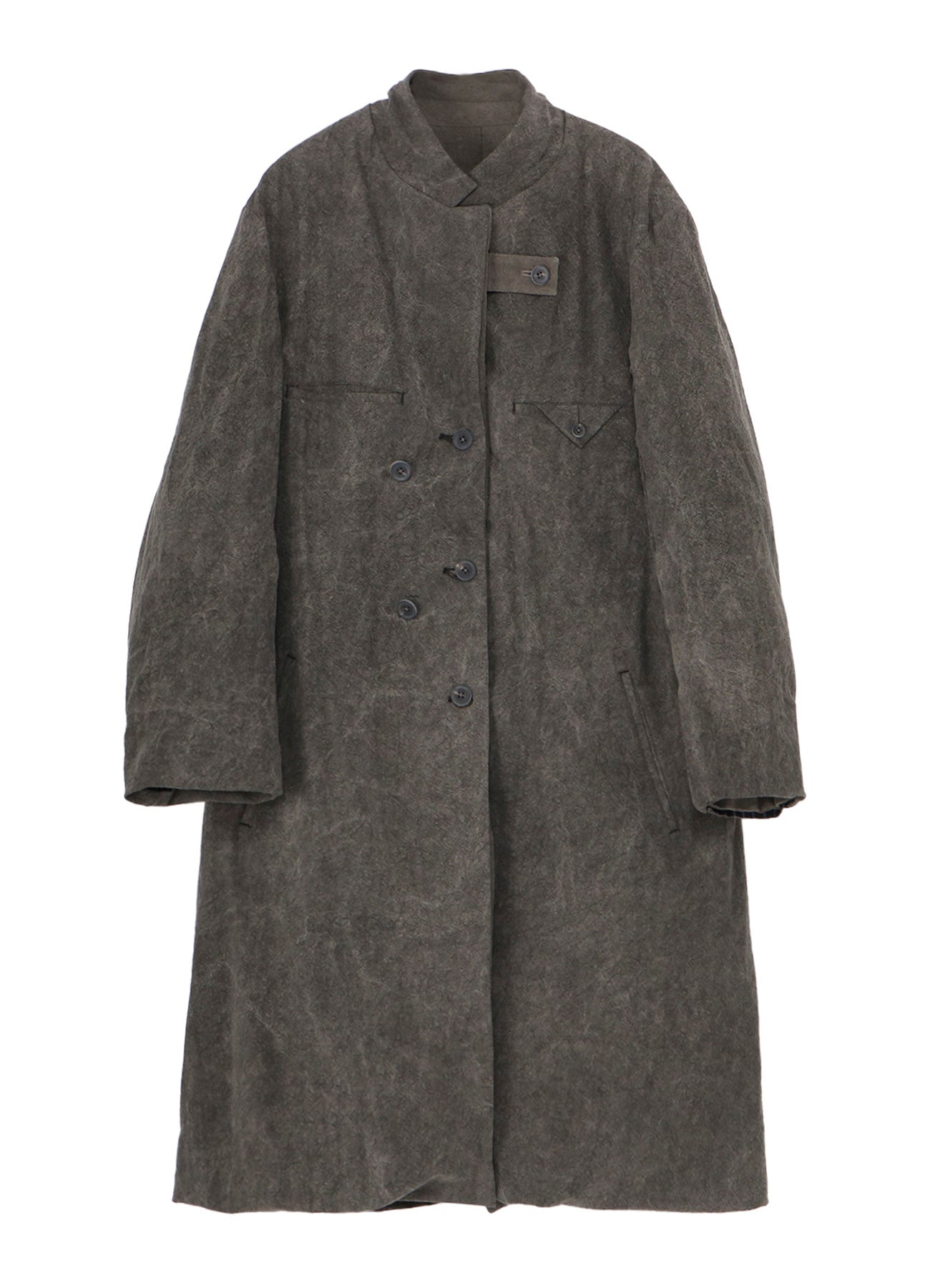 SILK LINEN 3BUTTONS DIAGONAL PADDED LONG JACKET