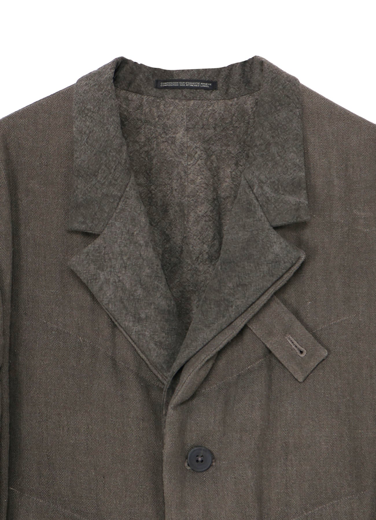 SILK LINEN 3BUTTONS DIAGONAL PADDED LONG JACKET