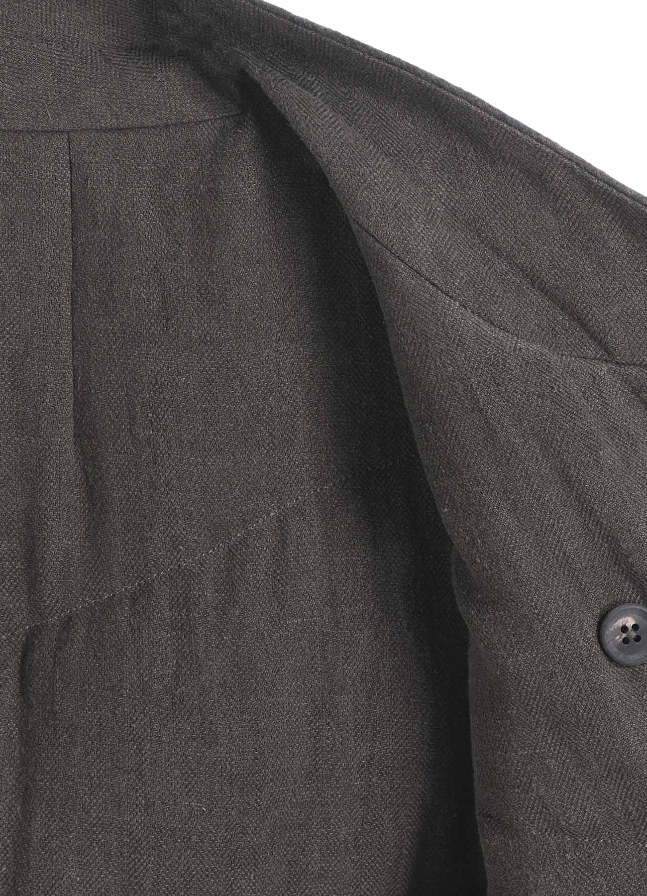 SILK LINEN 3BUTTONS DIAGONAL PADDED LONG JACKET