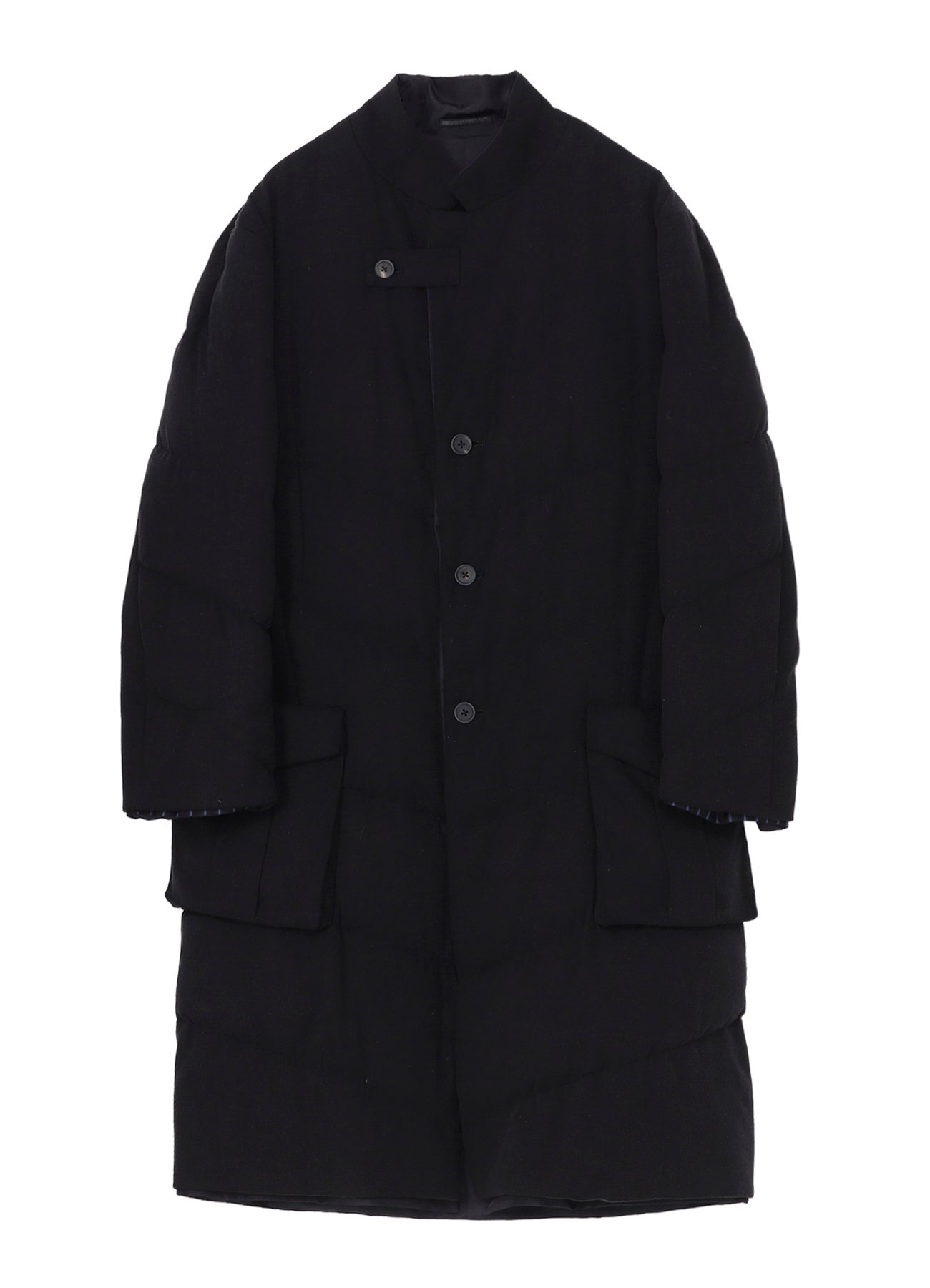 SILK DENIM 3BUTTONS DIAGONAL PADDED LONG JACKET