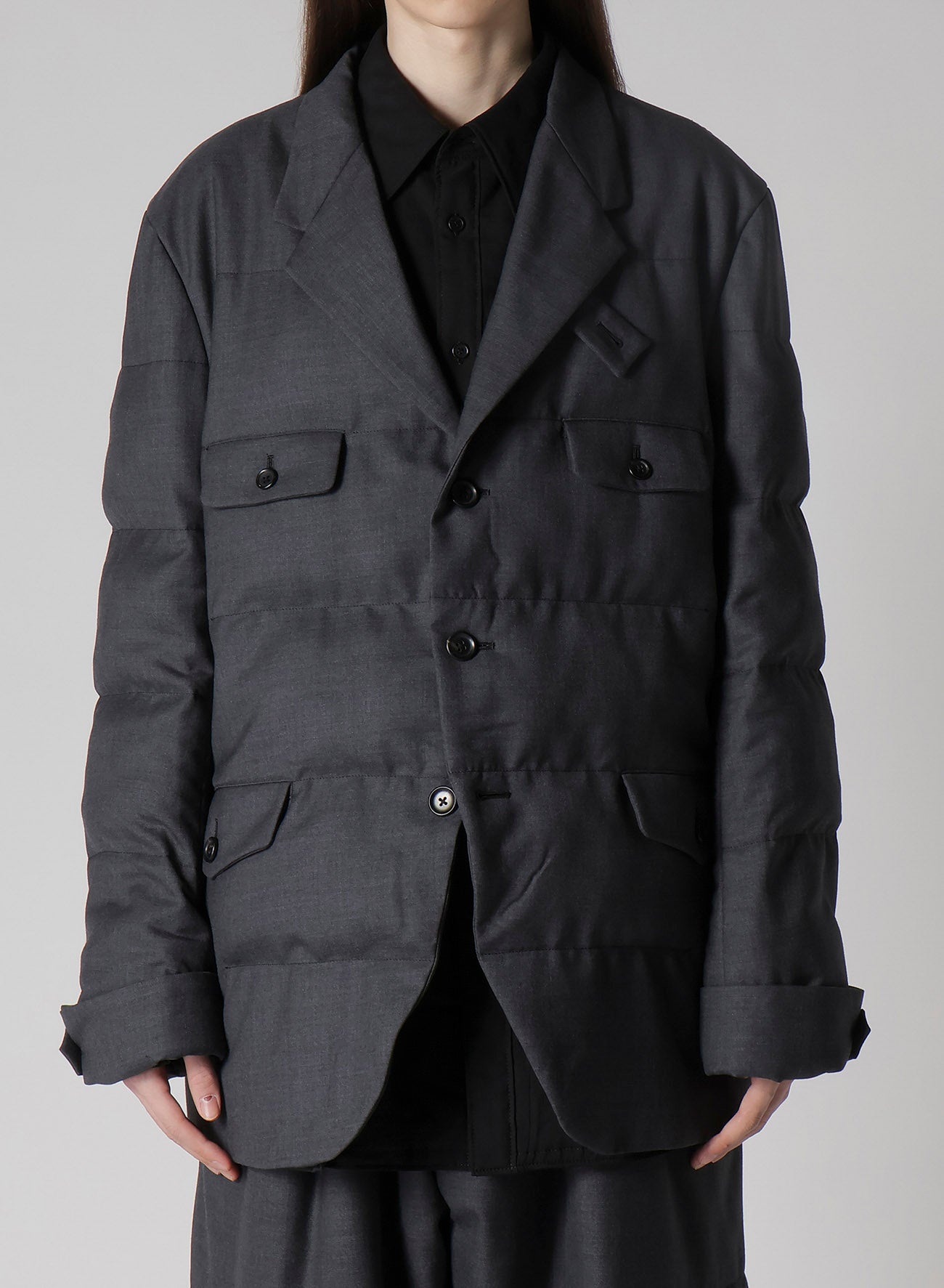 3 BUTTONS HORIZONTAL PADDED JACKET