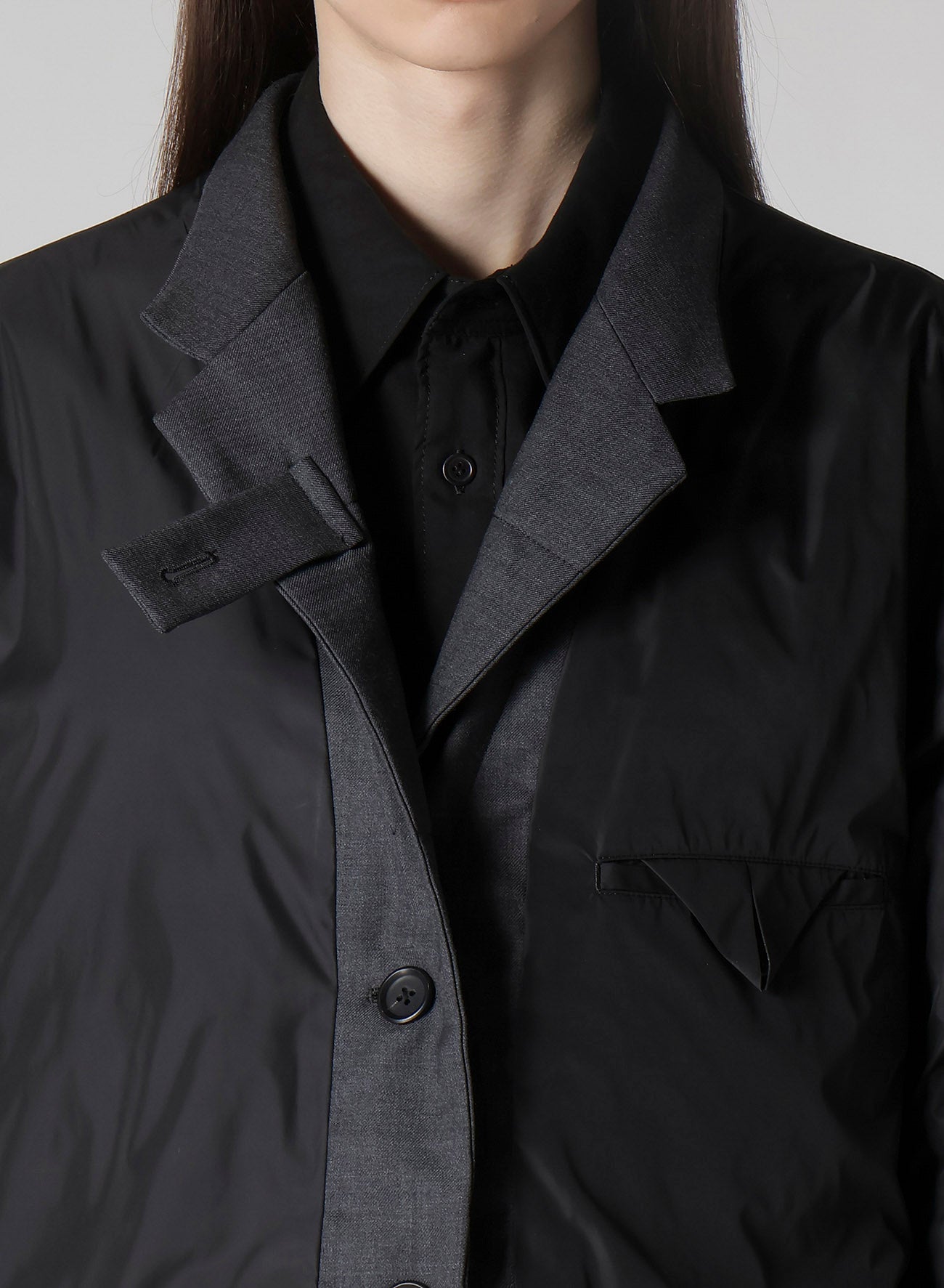 3 BUTTONS HORIZONTAL PADDED JACKET