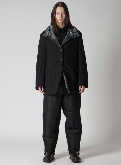 DIAGONAL PADDED PRINTED HOOD JACKET