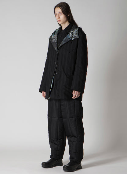 DIAGONAL PADDED PRINTED HOOD JACKET