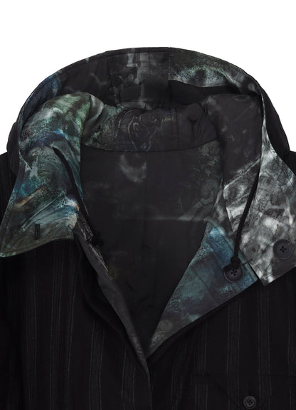 DIAGONAL PADDED PRINTED HOOD JACKET