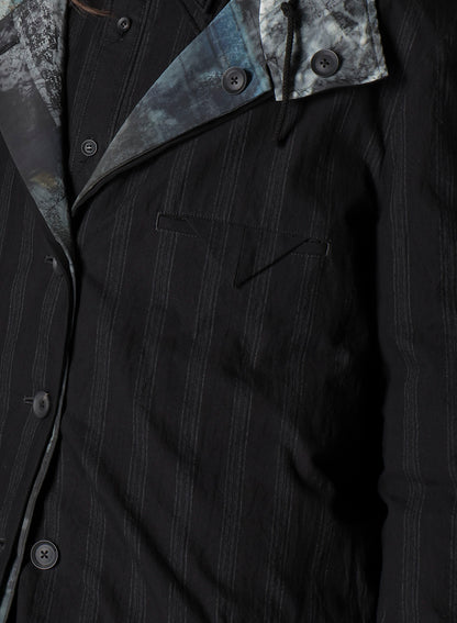 DIAGONAL PADDED PRINTED HOOD JACKET