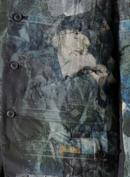 DIAGONAL PADDED PRINTED HOOD JACKET