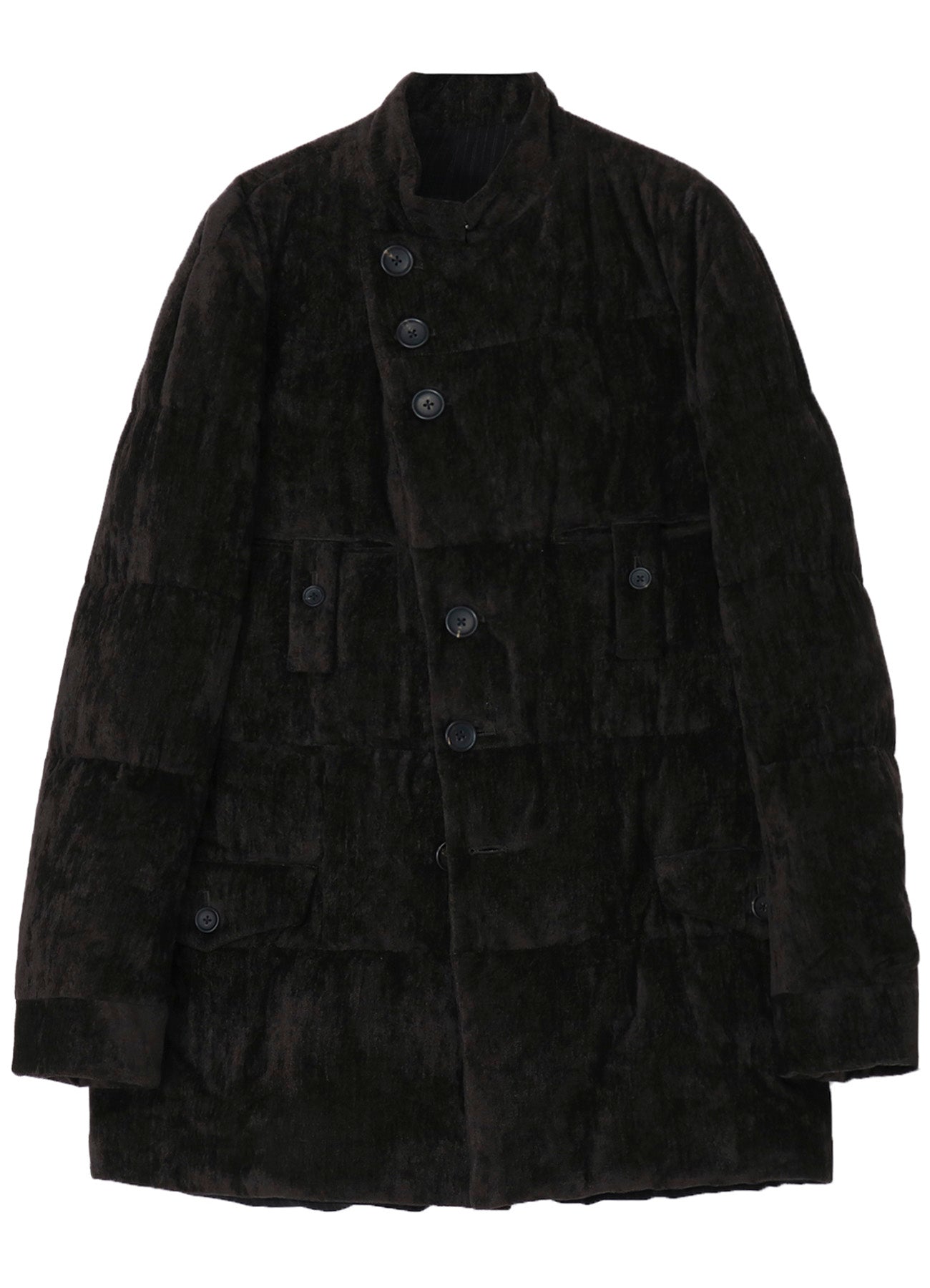 LINEN VELVET HORIZONTAL PADDED LONG JACKET