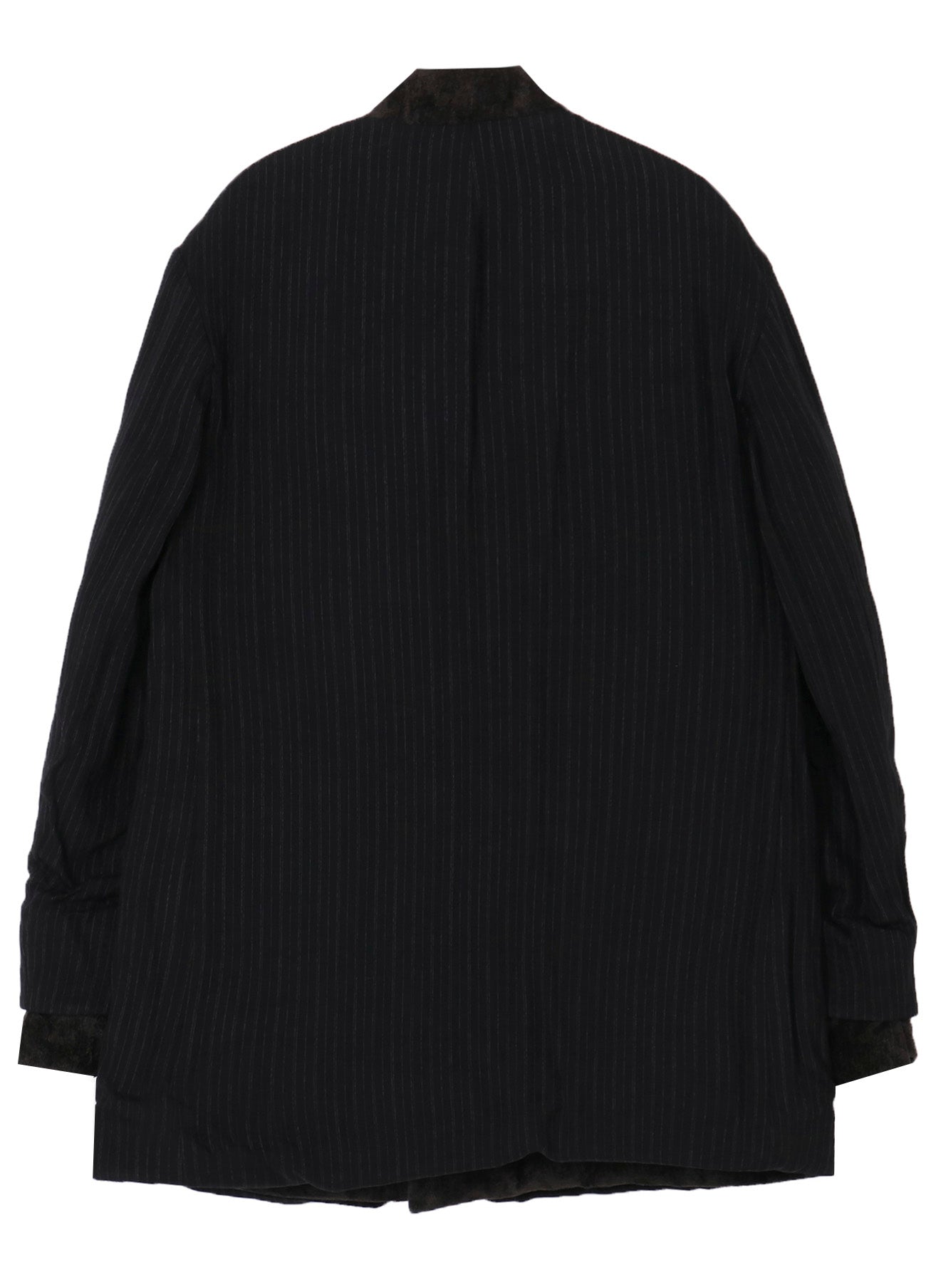 LINEN VELVET HORIZONTAL PADDED LONG JACKET