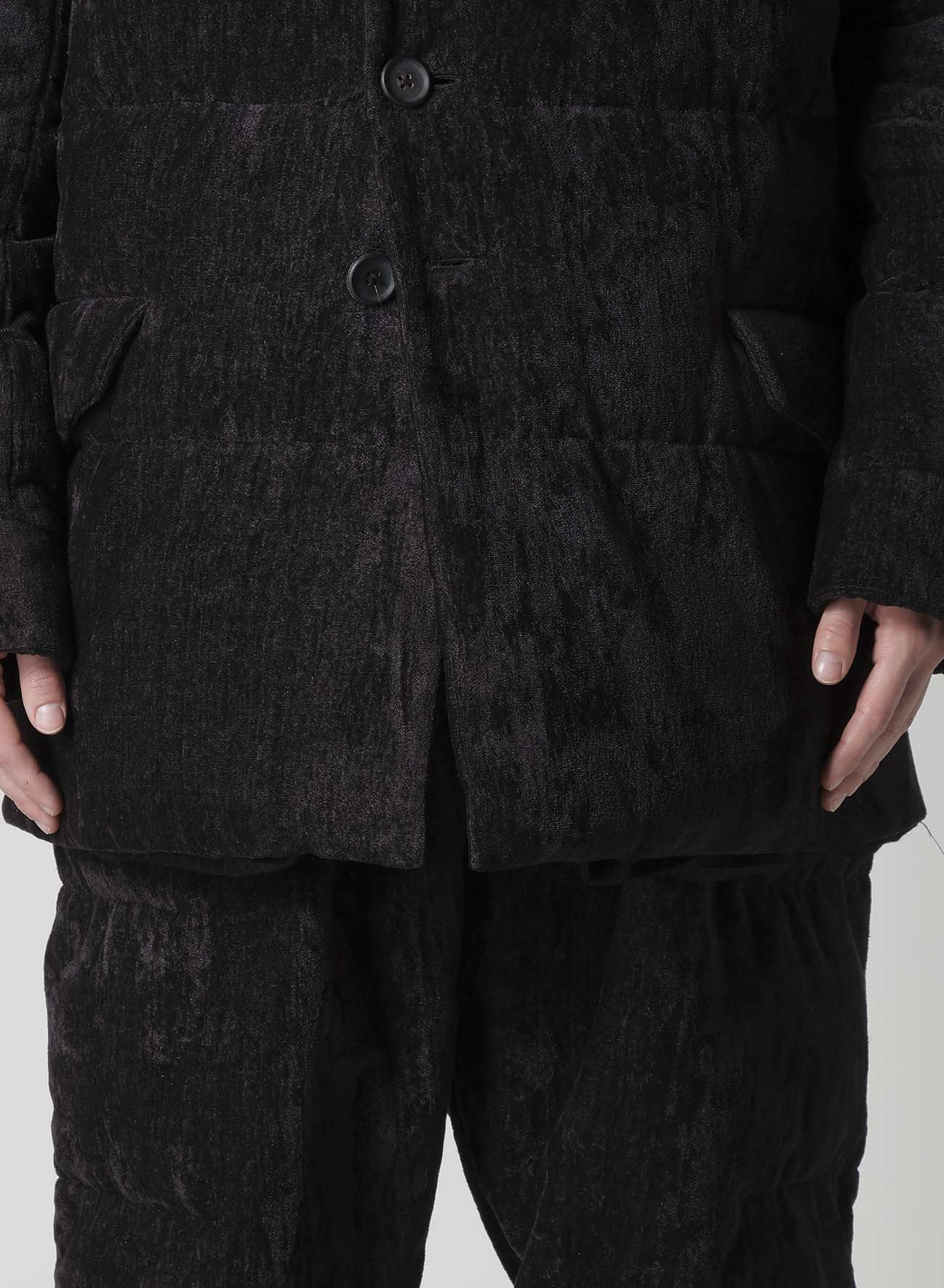 LINEN VELVET HORIZONTAL PADDED LONG JACKET